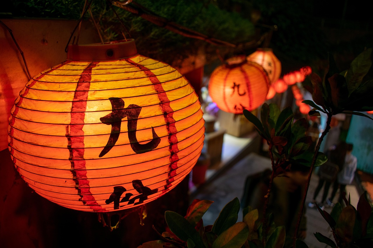 Glowing red lanterns in the historic mountain town of Jiufen, Taiwan